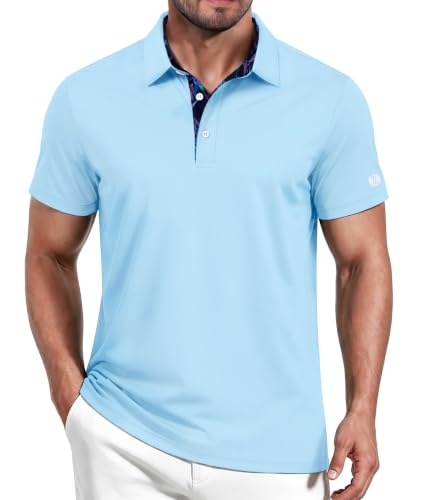 Image of ZITY Golf Shirts for Men Short Sleeve Moisture Wicking Solid Performance Designed Print Collared Casual Polo Shirt