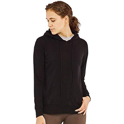 Sofra Women's Thin Cotton Pullover Hoodie Sweater (M, Black) Cover