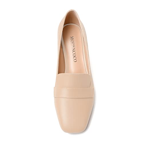 Image of MODENCOCO Womens Square Toe Slip On Comfortable Casual Matte Work Chunky Low Heel Loafers Shoes 2 Inch