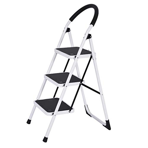 3 Step Ladder,Fheaven Heavy Duty Folding Step Stool with Handgrip, Anti-Slip Pedal Platform