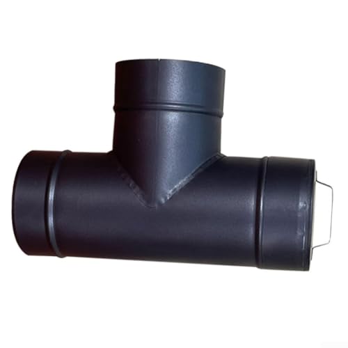 Tuyau de poêle à paroi unique noir de 15,2 cm avec bouchon de nettoyage pour poêle à bois, joint en T en acier inoxydable résistant aux hautes...