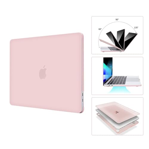Image of EooCoo Case Compatible with MacBook Air 13 inch M5 2026-2022 M4 M3 M2 A3449 A3240 A3113 A2681, Sleek Hard Shell Scratch Resistant Protective Cover for Mac Air 13.6 inch Case, Matte Pink