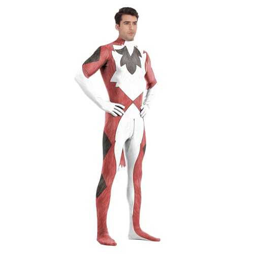 Image of Animal Full Bodysuit for Men Muscle Spandex Jumpsuit Furry Costume with Big Tail for Adult Cosplay Halloween Party