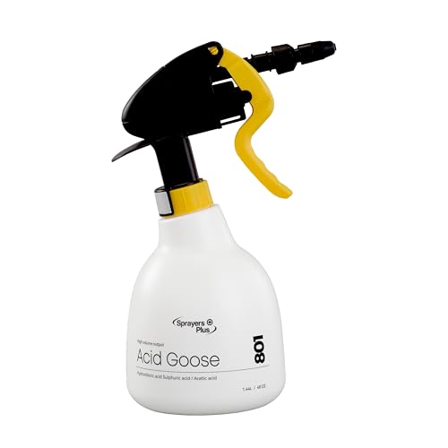 Sprayers Plus 801 Acid Trigger Sprayer Heavy Duty Chemical Resistant Bottle for Muriatic Acid Rust Removal & Aluminum Brightening Professional Acid Sprayer 316 Stainless Steel Spring 1.44Litres