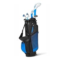 Amazon Basics Golfschlägerset, 6-teilig mit Standtasche, übergroße Schlagfläche, niedriger Schwerpunkt,Rechtshänder, Blau/Schwarz