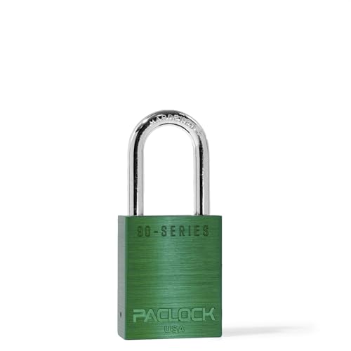 Image of PACLOCK's SR-90A Padlock, 1-1 /2 inch Tall Hardened Steel Shackle, High Performance 6-Pin Cylinder, Keyed Differently w / 2 Keys, Green