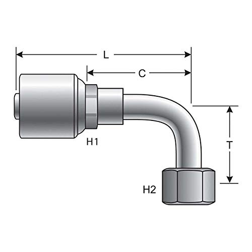 Image of Gates G25240-1212 Female Flat Face O Ring Swivel 90 Bent Tube (Mega Crimp)