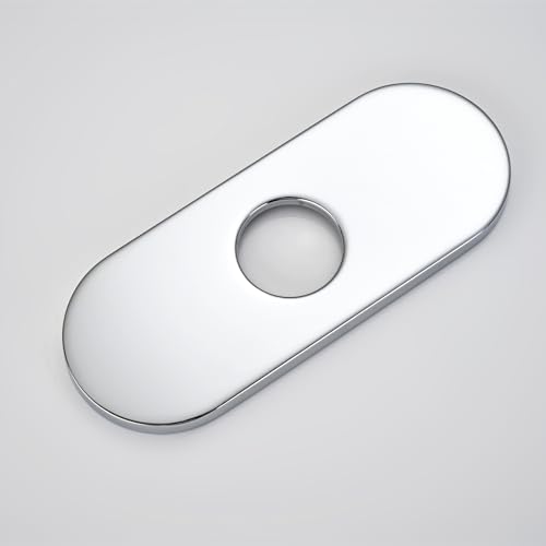 バスルームシンク用6インチ蛇口デッキプレート - 1穴または3穴4インチセンターセット洗面器にユニバーサルフィット エスカッチョン蛇口プレート ステンレススチール穴カバー(クロム)