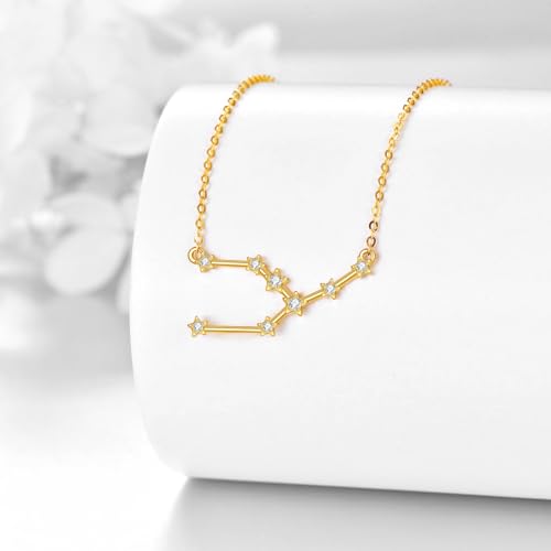 KECHO 14K Real Gold Zodiac Necklace Constellation Pendant 14K Solid Gold Jewelry Gifts for Women2