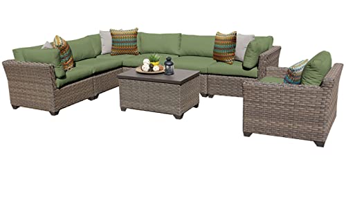 Tk Classics Monterey 8 Piece Outdoor Wicker Patio Furniture Set, Cilantro #TOP24