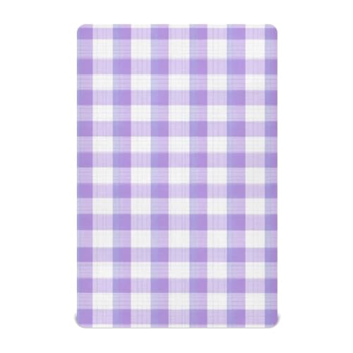 Image of Crib Sheet Breathable Soft Crib Mattress Sheet for Baby Toddler Boys Girls Fitted Crib Sheet Fit Standard Crib Mattress 39 x 27 Inch Purple Gingham Checkered