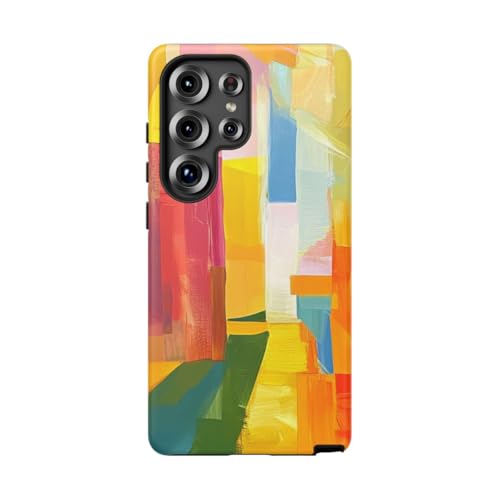Coups de pinceau géométriques Coque rigide mate Galaxy S25 Ultra Jaune