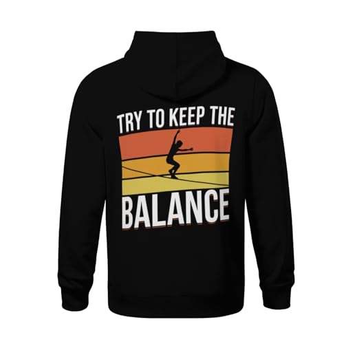 Kids Retro Slacklining Balance Boys Girls Lightweight Kangaroo Pocket Fleece Hoodies3