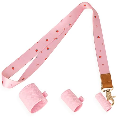 HONZUEN Neck Lanyard for Most Pen Devices Anti-Lost Lanyard with 3 Sizes Elastic Holder for S-k/V-e/Br-ze/B-u/G-k Pink
