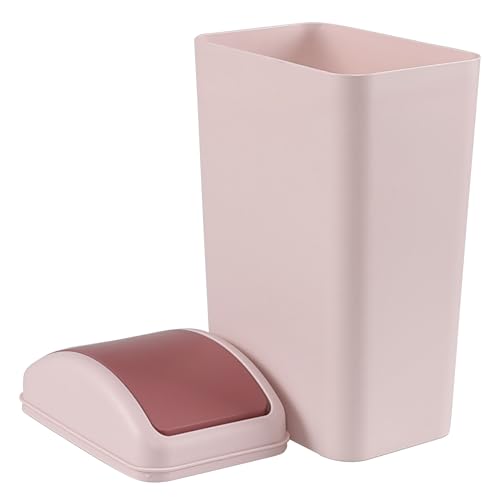 Caneca de basura rectangular de 3 galones con tapa abatible rosa miniatura 7