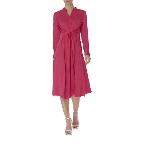 Anne Klein Women s Long Sleeve Shirt Dress with Tie Waist, Camellia, 8