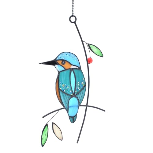 Buntglas-Fensterbehang mit mehrfarbigen Vögeln als Wanddekoration (Der...