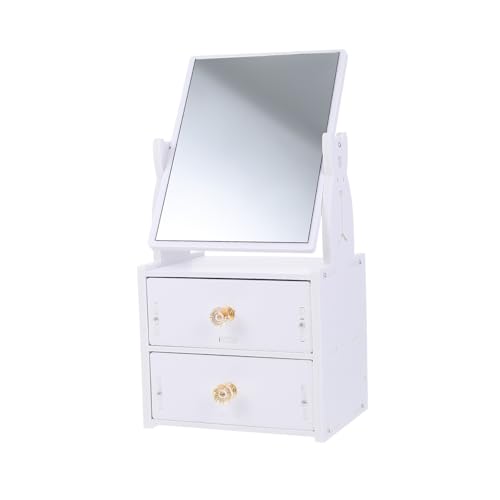 Espejo de maquillaje con organizador y caja de almacenamiento grande