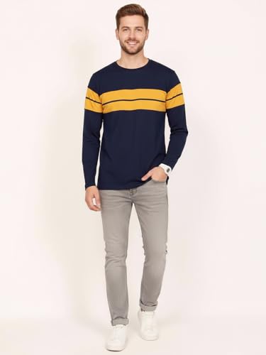 Image of LEOTUDE Men's Cotton Regular Fit Printed Round Neck Full Sleeve T-Shirt