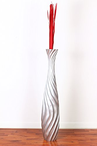 Leewadee Large Silver Home Decor Floor Vase – Wooden 43 inches Tall Farmhouse Decor Flower Holder for Fake Plant and Pampas Grass - Thumbnail 6