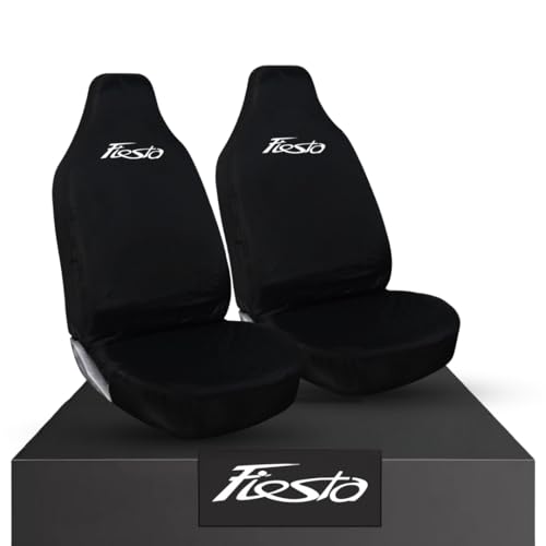 Tee AutoCare For Ford Fiesta All Years - Heavy Duty and Water Proof Durable Nylon Driver Passenger with Fiesta Logo - Car Front Seat Cover Protectors - 2 x Front Covers (White Logo) Tee AutoCare For Ford Fiesta All Years - Heavy Duty and Water Proof Durable Nylon Driver Passenger with Fiesta Logo - Car Front Seat Cover Protectors - 2 x Front Covers (White Logo)