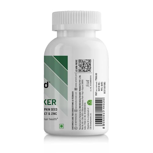 Unived DHT Blocker With Beta-sitosterol, Pumpkin Seed Extract, Grape Seed Extract & Zinc | Helps reduce hair fall | Promotes existing hair growth | 60 Vegan Capsules