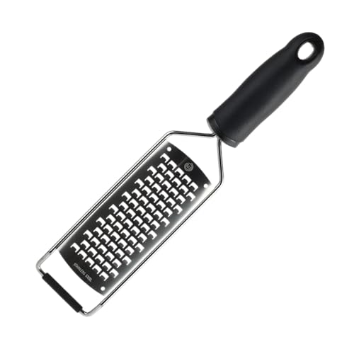 Comparison: Best Handheld Cheese Grater 11 MasterChef Cheese Grater Handheld, Kitchen Food Shredder Tool for Grating Parmesan, Garlic, Ginger etc, Small Flat Zester Grater, Stainless Steel with Non Slip Rubber Foot and Easy Grip Handle