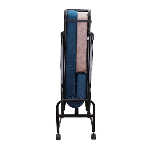 Image of Spacecrafts High Density Recliner Folding Bed | 5 Stage | Single with Mattress | Portable Space Saving Guest Lounge Bed | (3 ft x 6.3 ft) (Blue & Grey)