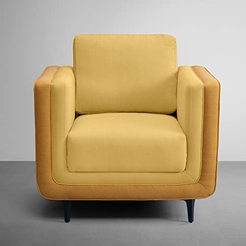 Image of Sleepyhead Mojo Designed by Duroflex - 1 Seater Sofa |Premium Fabric |Dual-Tone Modern Design with Plush Cushioning |Durable Pine Wood Frame & Removable Back Cushion |3 Year Warranty - Trippy Yellow
