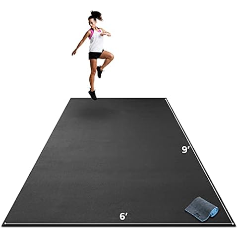 Gorilla Mats Premium Extra Large Exercise Mat – 9' x 6' x 1/4" Ultra Durable, Non-Slip, Workout Mat for Instant Home Gym Flooring – Works Great on Any Floor Type or Carpet – Use With or Without Shoes Cover