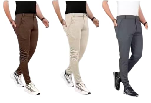 Men’s Solid Color Pants | Regular Fit Multipurpose Trousers Multicolor-1-image-28