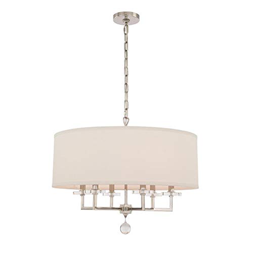 Crystorama Paxton 6 Light Polished Nickel Chandelier - Ceiling Light Fixture - Chandeliers For Hallway, Living Room, Foyer, Farmhouse - Indoor Modern Chandelier And Hanging Light Fixture #TOP1