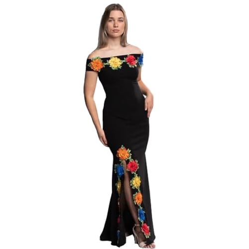 Big Flowers Applique Formal Gowns and Evening Dresses with Slit Off The Shoulder Party Cocktail Dress 2025
