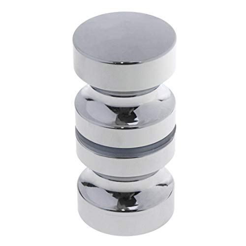 Farboat 2Pcs Sliding Shower Glass Door Knob Cylinder Bathroom Door Handle Round Pull Solid Aluminium Alloy Back-To-Back Room Handles Groove Glass Door Replacement (Shiny Silver) #TOP1