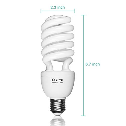 Emart Full Spectrum Light Bulb, 2 X 45W 5500K Cfl Daylight For Photography Photo Video Studio Lighting #TOP1