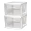 White frame with clear drawers