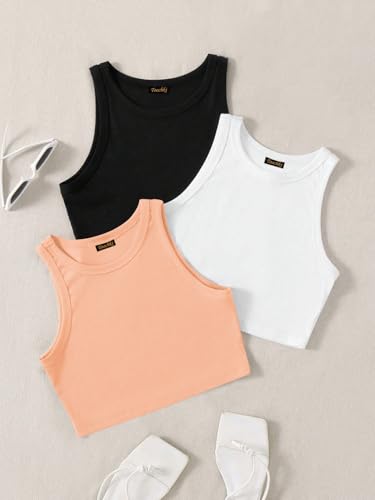Image of Tops for Women Crop Top for Women's Tank Activewear Tee Sports Western Casual Cotton Camisole Pack of 3 Combo