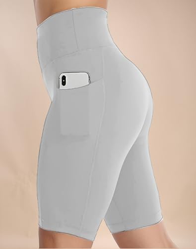 Image of High Waist Sports Activewear Shorts for Women and Girls Ideal for Gym and Yoga or Cycling with Side Pocket, Stretchable, Flexible, Slim Fit