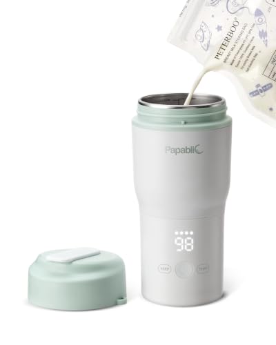 Image of Papablic 2X Faster Portable Baby Bottle Warmer Pro for Travel (Blue) | Baby-Safe Food-Grade, Built-In Sterilizer, 5 Temperature Settings, Portable, Long-Lasting Battery, Rechargeable, BPA-Free