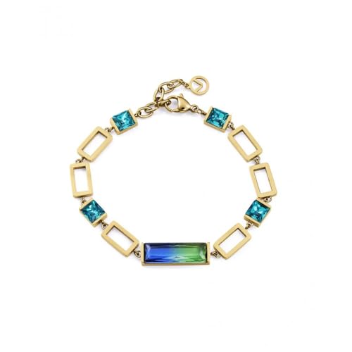 Bracelet femme Viceroy en acier doré cristaux verts bleus 14324P01012