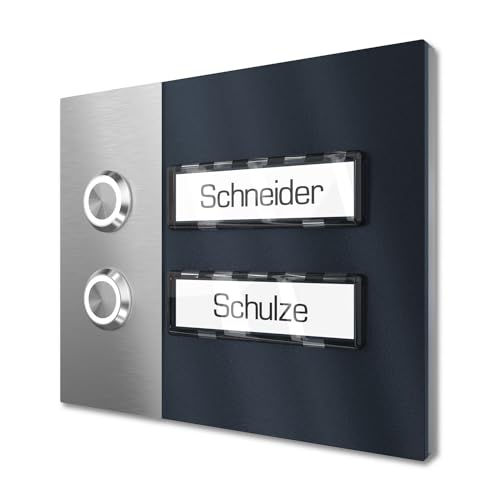 Sonnette multi-famille avec bouton LED personnalisable et 2 badges interchangeables en inox