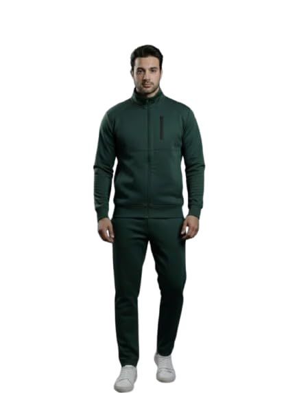 Men Blue Solid Track Suit with Zip-Up Jacket and Joggers | Regular Fit | Sports & Athleisure Wear Men's Track Suit Breathable, Stretchable, and Lightweight Athletic Wear for Gym, Running, and Casual-image-4