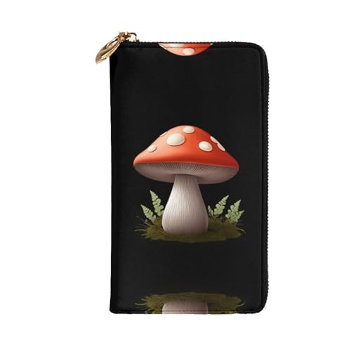 Mushroom Cottage printing Women's leather long handheld wallet large capacity credit card zipper bag2