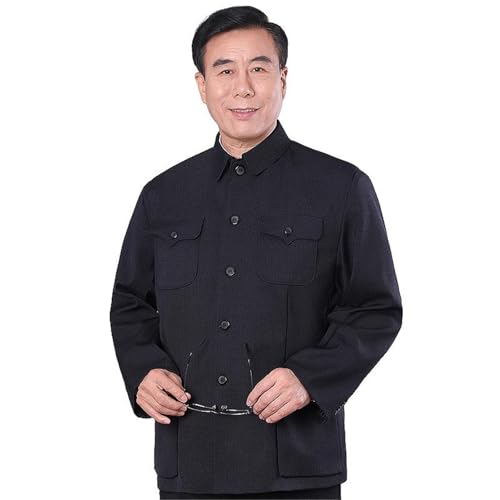 Costume Zhongshan noir veste blazer à col chinois homme ensemble formel