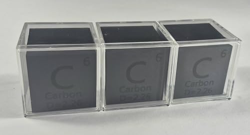 Image of 1.5 inch 38.1mm Carbon Cube C up to 99.9% Pure Periodic Table Element Engraved Density Collection Science Education Display Block Cube + Acrylic Case Box - 1PC