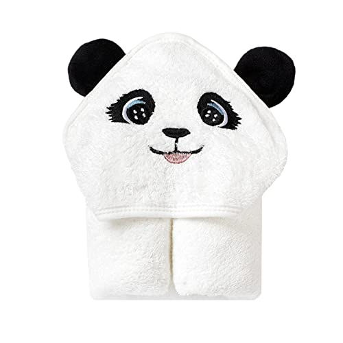 Image of Srilier Panda Bamboo Hooded Baby Towel-Soft Bath Towel Organic Bamboo Baby Girl Towels Absorbent Hypoallergenic Towels for Boys,Girls,Toddler,Newborn Essentials (White Panda,30x30 inch)