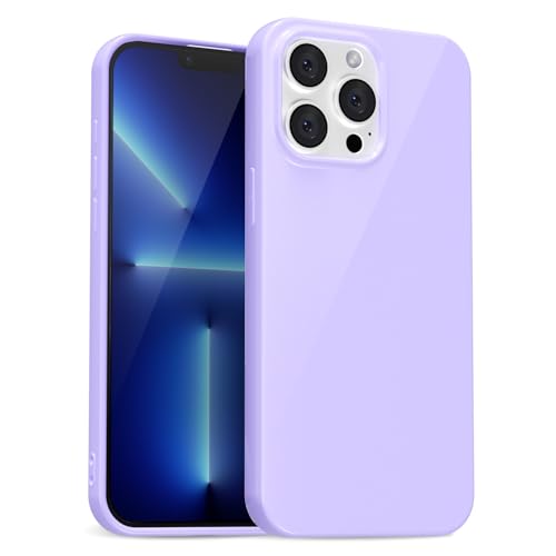 uvcoat for iPhone 13 Pro Max Case Silicone, Glossy Cute Jelly Soft Rubber Gel Protective Plastic Phone Case, Thin Ultra Slim Plain Solid Color Cover for Women, Purple Lavender