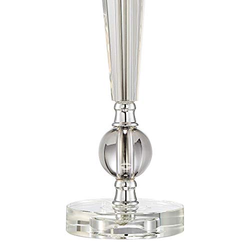 Vienna Full Spectrum Jolie Traditional Glam Art Deco Table Lamps 26" High Set Of 2 Candlestick Clear Glass Crystal Blue Softback Drum Shade For Living Room Bedroom House Bedside Nightstand Home #TOP2