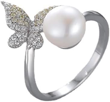 NONNYL Freshwater Cultured White Pearl Ring for Women, Christmas Gifts for Wife Mom, Anniversary Birthday Fine Jewelry Gifts for Her