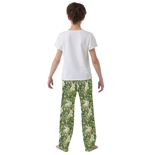 Rabbit Green Pattern A Long Pajama Pants Bottoms Soft Sleepwear with Pockets3
